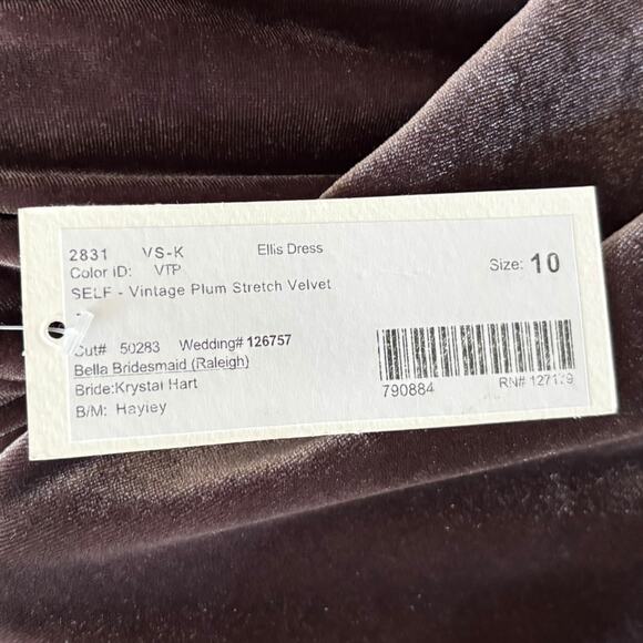 Jenny Yoo Ellis Velvet Maxi Dress Gown 10 Vintage Plum NWT - Picture 5 of 5